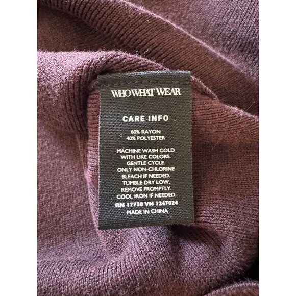 Womens Plum Ruffled Mock Neck Long Sleeve Sweater L Who What Wear - Picture 4 of 6